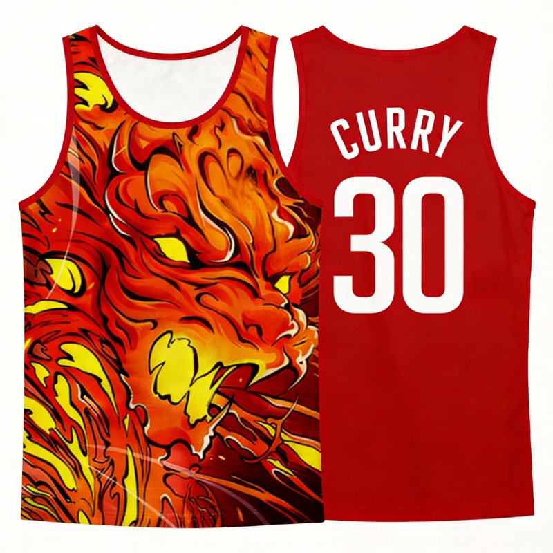Streetwear Brand Jersey - 2026 Summer Anime Flame Pattern Curry